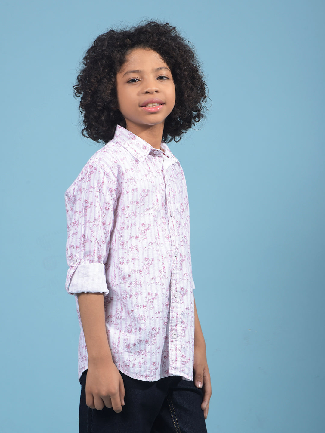 Pink Floral Print Shirt-Boys Shirts-Crimsoune Club