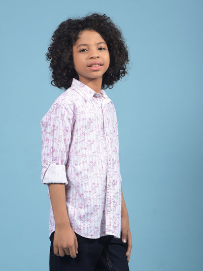 Pink Floral Print Shirt-Boys Shirts-Crimsoune Club