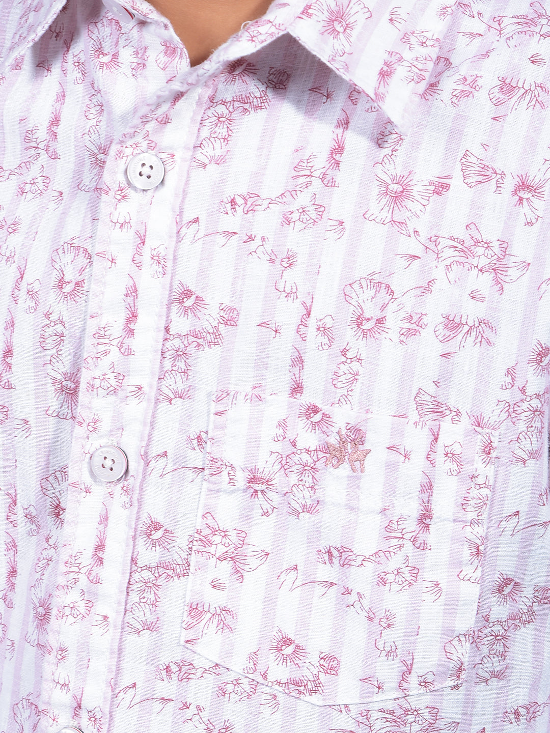 Pink Floral Print Shirt-Boys Shirts-Crimsoune Club
