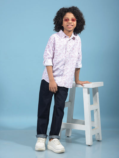 Pink Floral Print Shirt-Boys Shirts-Crimsoune Club