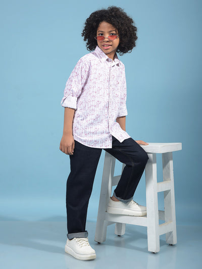 Pink Floral Print Shirt-Boys Shirts-Crimsoune Club