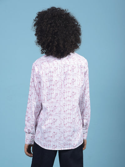 Pink Floral Print Shirt-Boys Shirts-Crimsoune Club