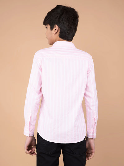 Pink Vertical Stripes 100% Cotton Shirt-Boys Shirts-Crimsoune Club