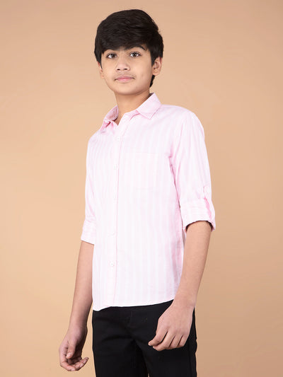 Pink Vertical Stripes 100% Cotton Shirt-Boys Shirts-Crimsoune Club