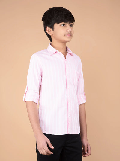 Pink Vertical Stripes 100% Cotton Shirt-Boys Shirts-Crimsoune Club