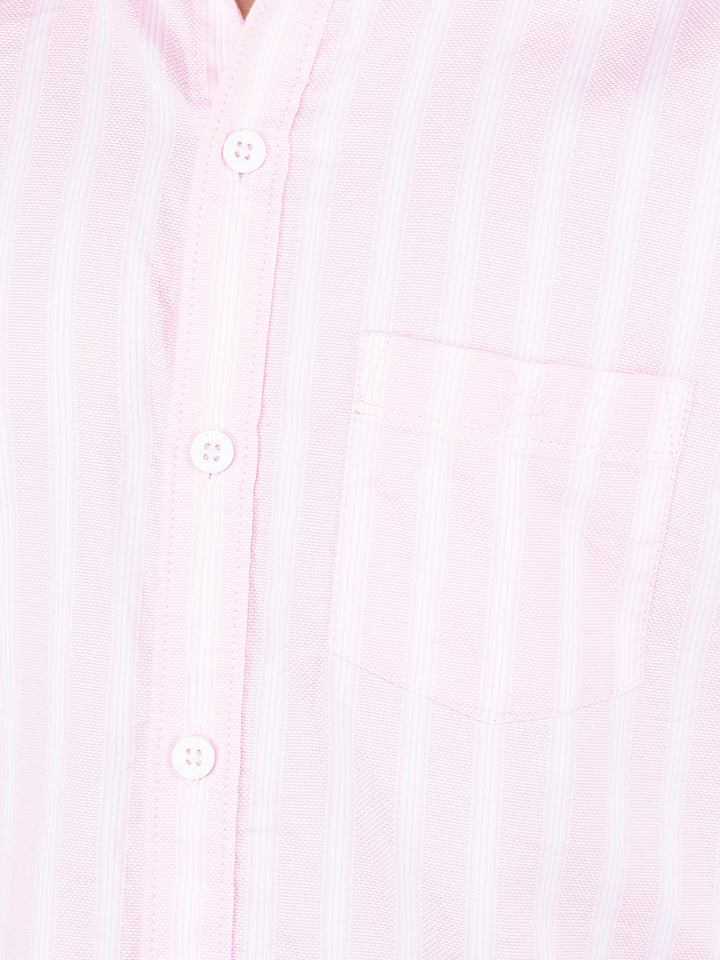 Pink Vertical Stripes 100% Cotton Shirt-Boys Shirts-Crimsoune Club