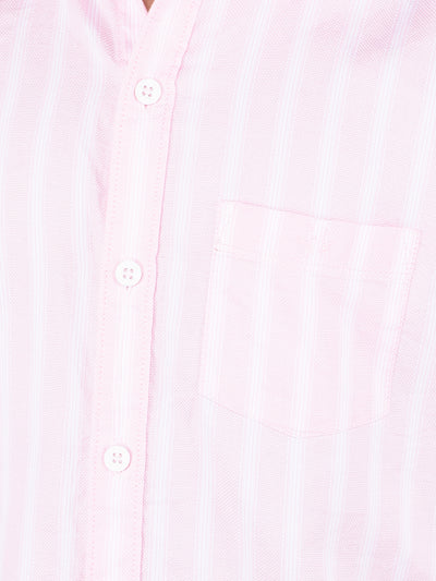 Pink Vertical Stripes 100% Cotton Shirt-Boys Shirts-Crimsoune Club