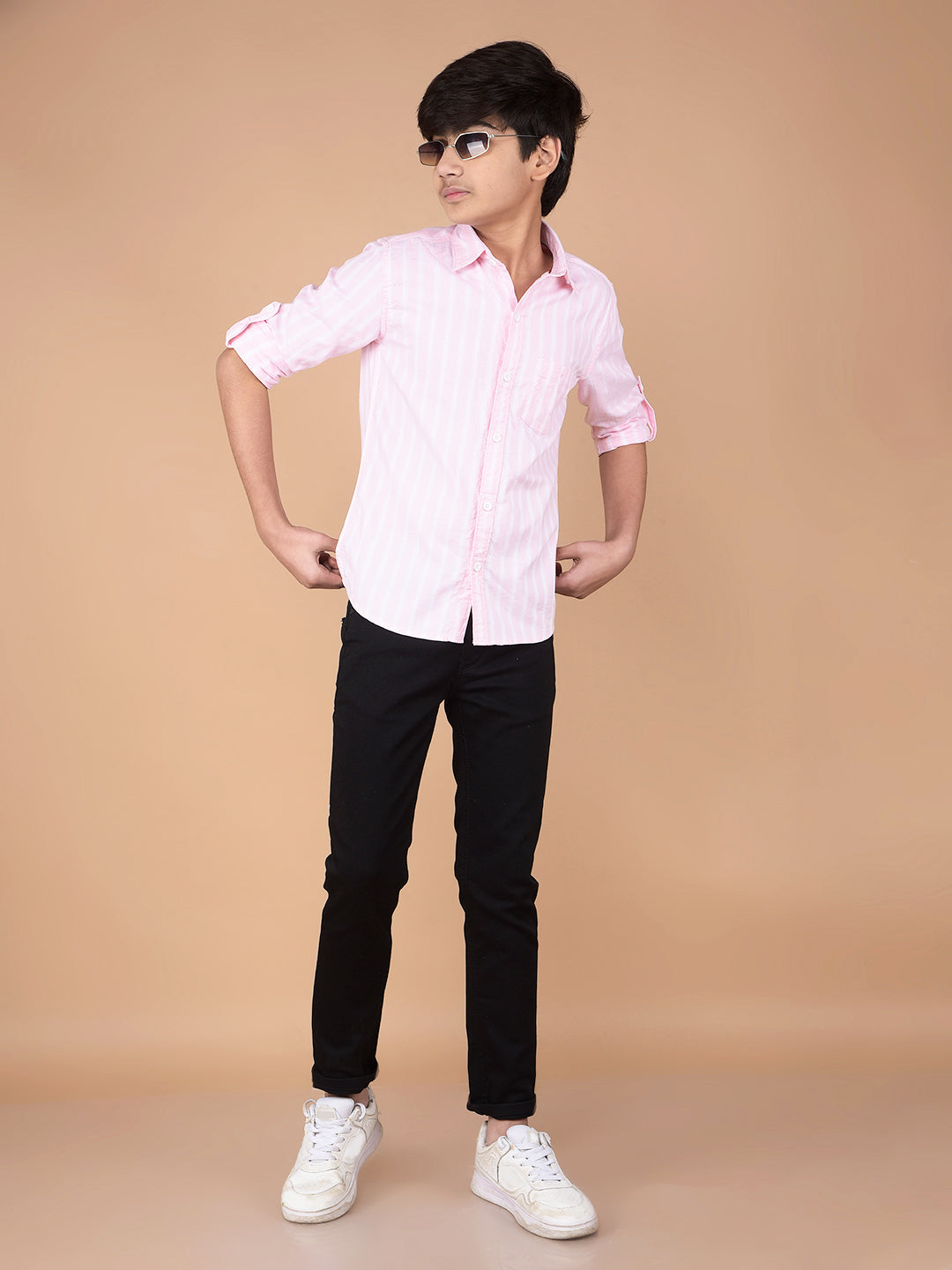 Pink Vertical Stripes 100% Cotton Shirt-Boys Shirts-Crimsoune Club