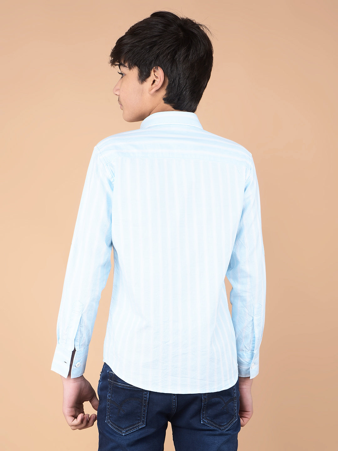Blue Vertical Stripes 100% Cotton Shirt-Boys Shirts-Crimsoune Club