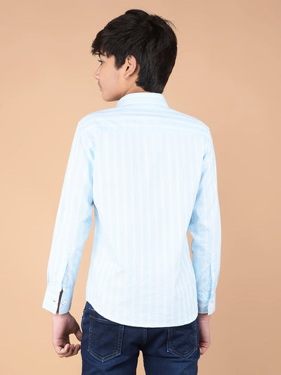 Blue Vertical Stripes 100% Cotton Shirt-Boys Shirts-Crimsoune Club
