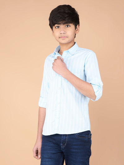Blue Vertical Stripes 100% Cotton Shirt-Boys Shirts-Crimsoune Club