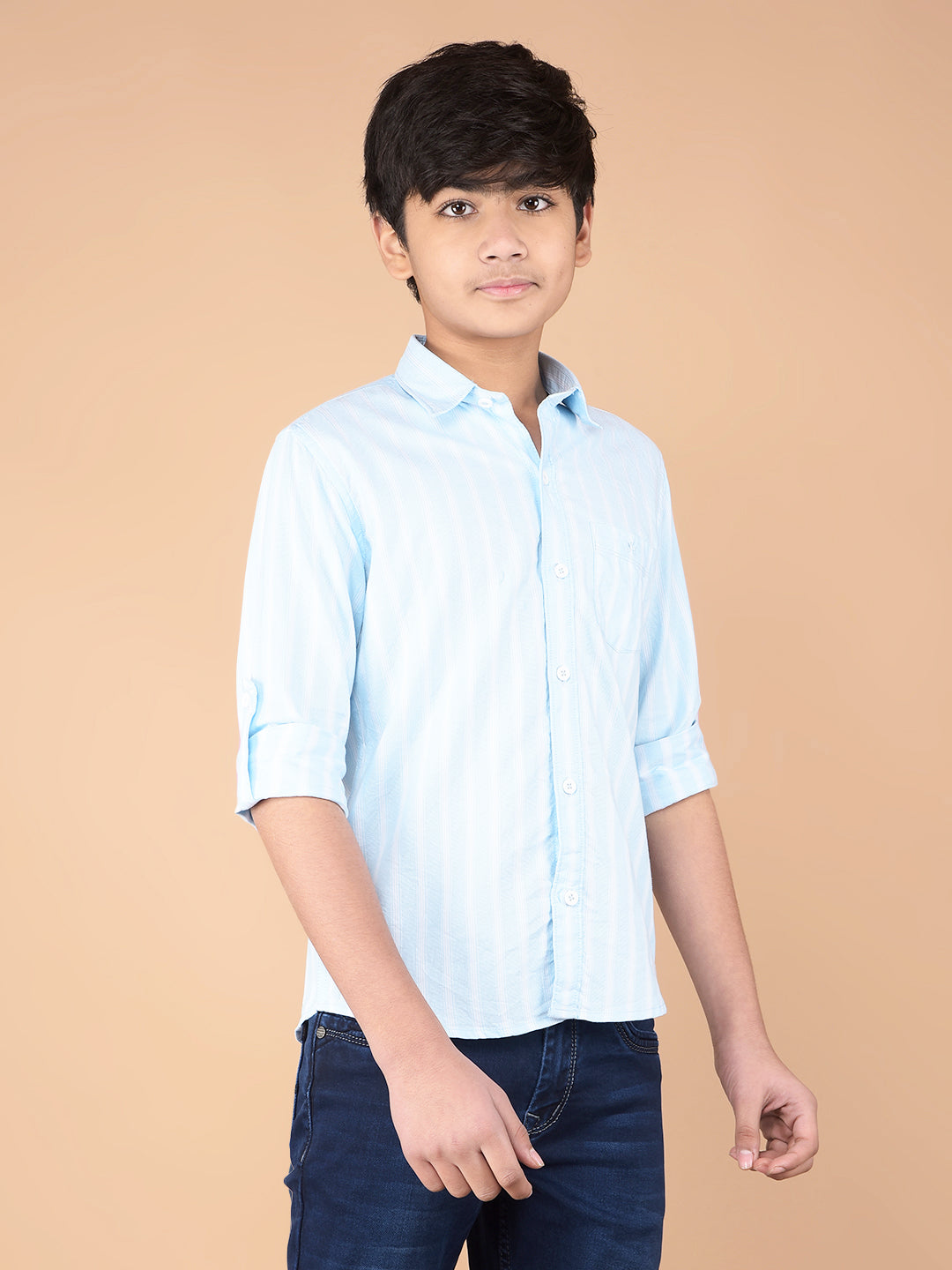 Blue Vertical Stripes 100% Cotton Shirt-Boys Shirts-Crimsoune Club