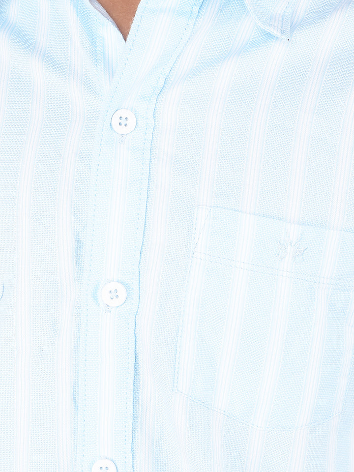 Blue Vertical Stripes 100% Cotton Shirt-Boys Shirts-Crimsoune Club