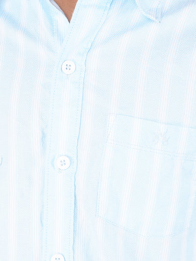 Blue Vertical Stripes 100% Cotton Shirt-Boys Shirts-Crimsoune Club