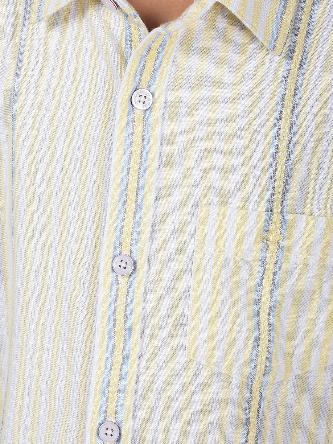 Yellow Vertical Stripes 100% Cotton Shirt-Boys Shirts-Crimsoune Club