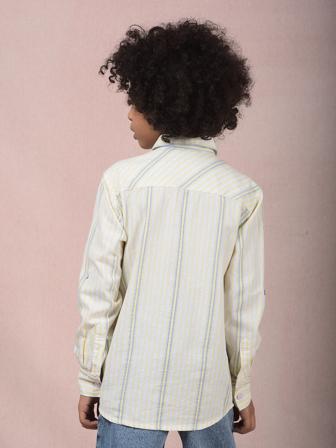 Yellow Vertical Stripes 100% Cotton Shirt-Boys Shirts-Crimsoune Club