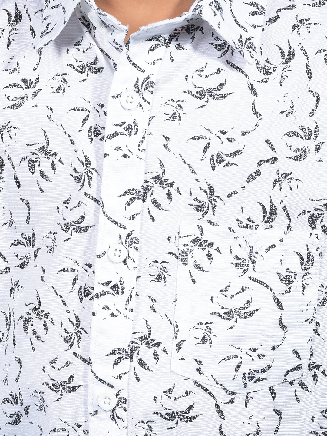 White Floral Print Shirt-Boys Shirts-Crimsoune Club