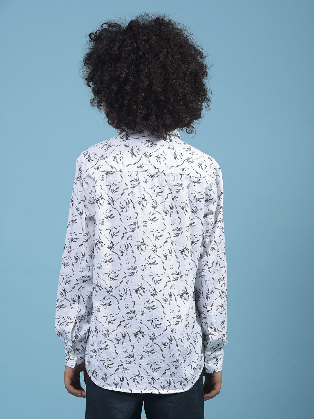 White Floral Print Shirt-Boys Shirts-Crimsoune Club