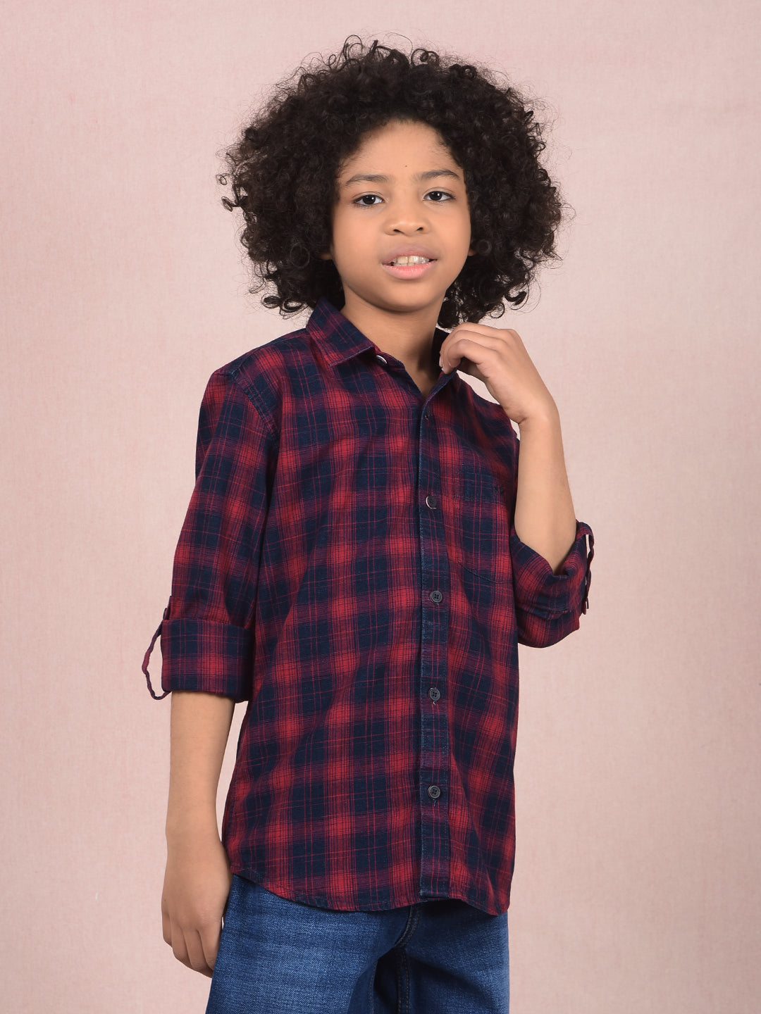 Red Checked 100% Cotton Shirt-Boys Shirts-Crimsoune Club