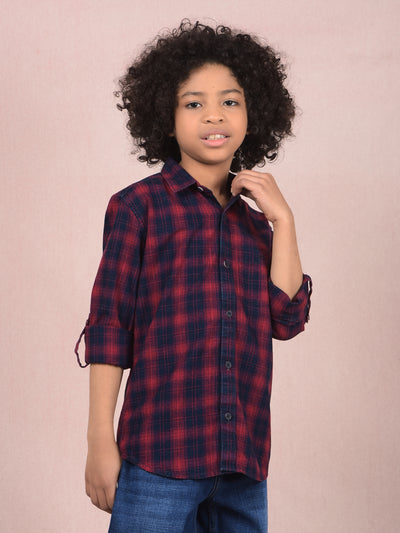 Red Checked 100% Cotton Shirt-Boys Shirts-Crimsoune Club