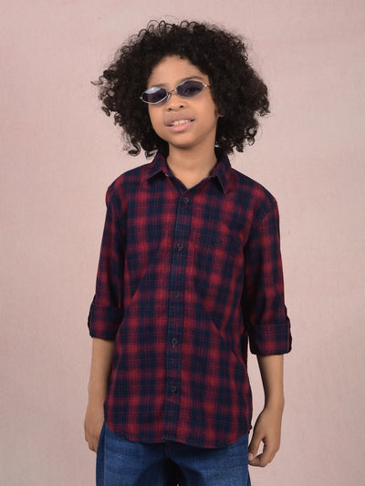 Red Checked 100% Cotton Shirt-Boys Shirts-Crimsoune Club