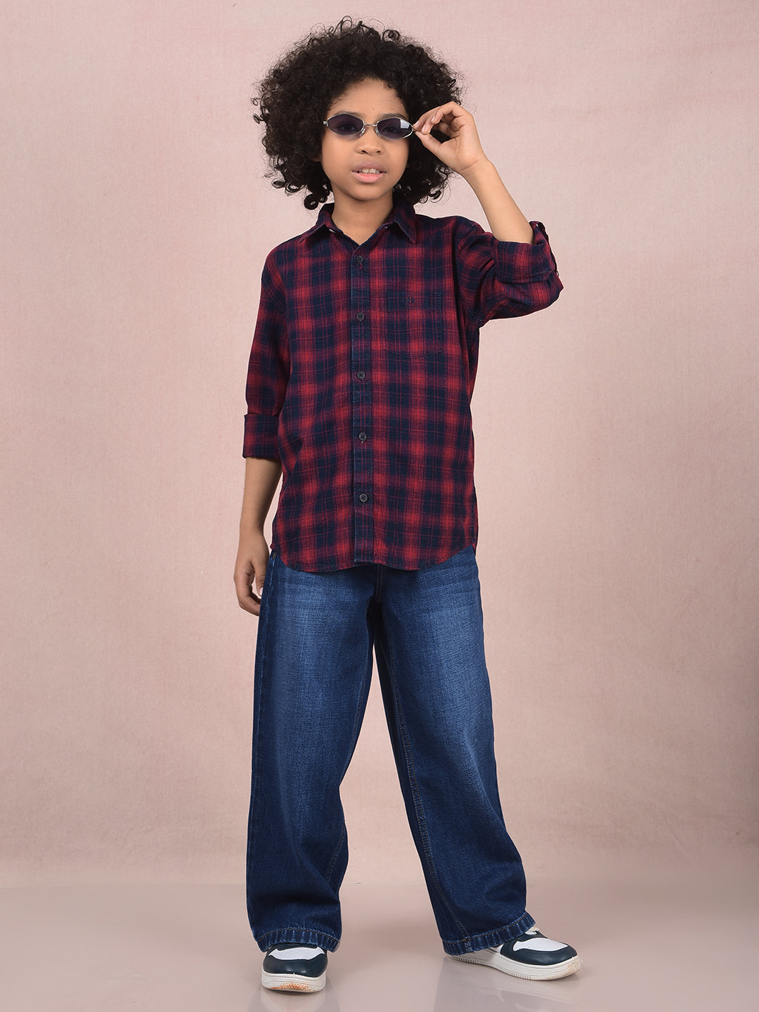 Red Checked 100% Cotton Shirt-Boys Shirts-Crimsoune Club