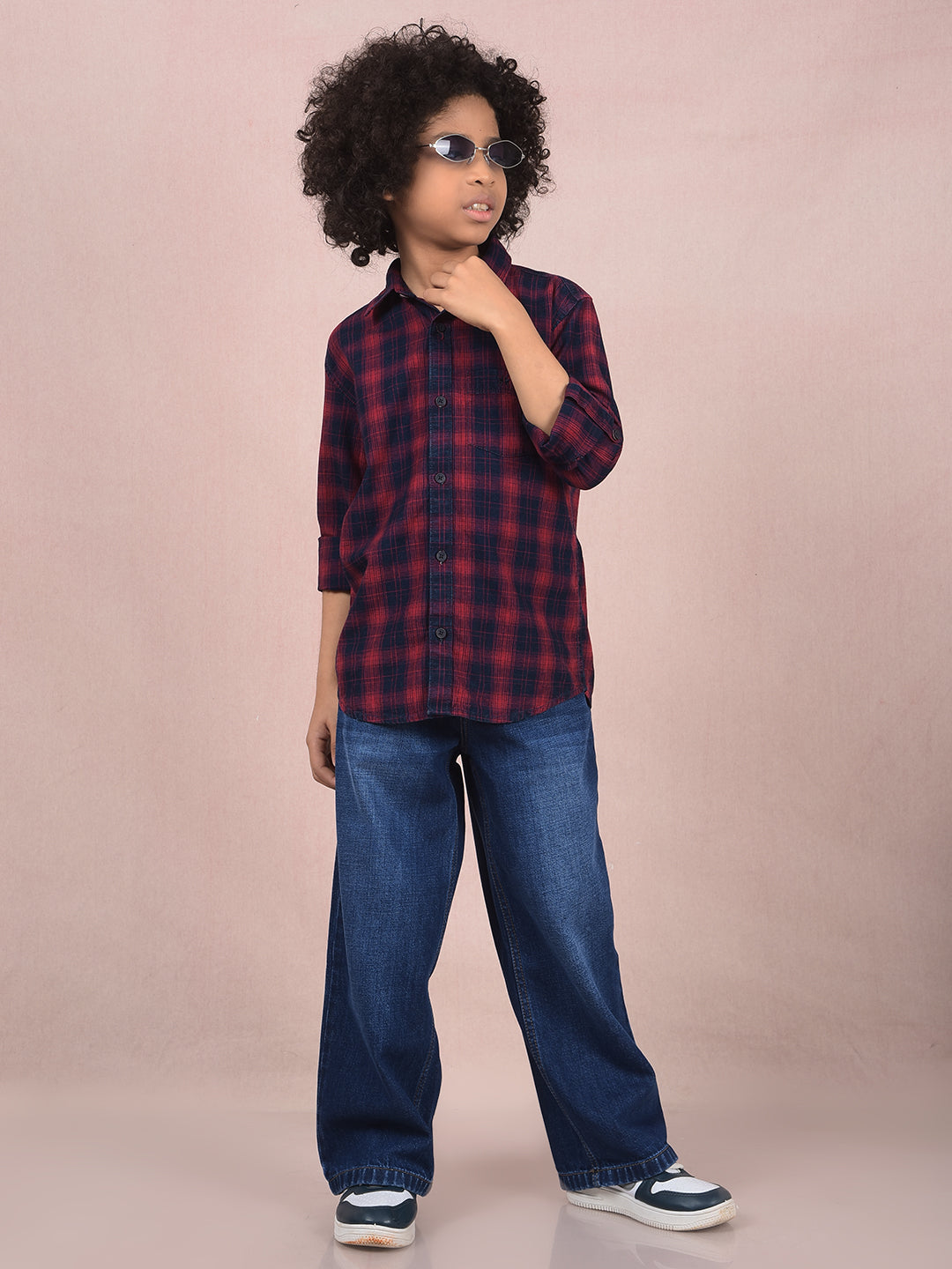 Red Checked 100% Cotton Shirt-Boys Shirts-Crimsoune Club