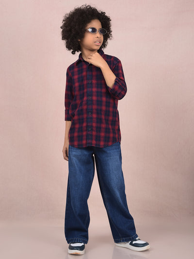 Red Checked 100% Cotton Shirt-Boys Shirts-Crimsoune Club
