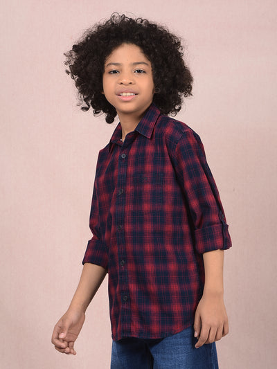 Red Checked 100% Cotton Shirt-Boys Shirts-Crimsoune Club