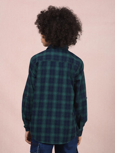 Green Checked 100% Cotton Shirt-Boys Shirts-Crimsoune Club