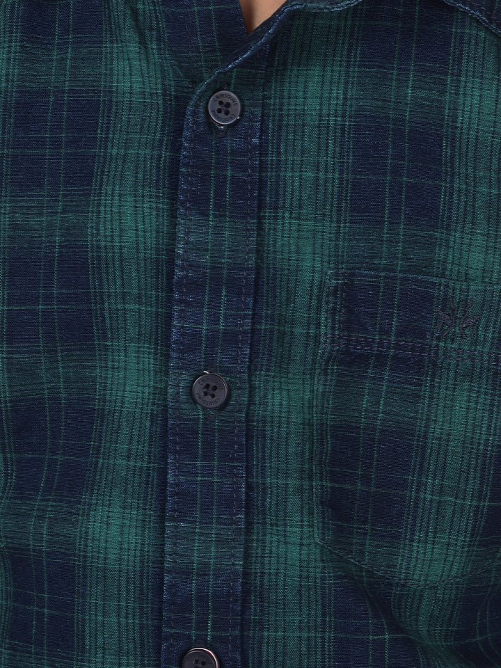 Green Checked 100% Cotton Shirt-Boys Shirts-Crimsoune Club