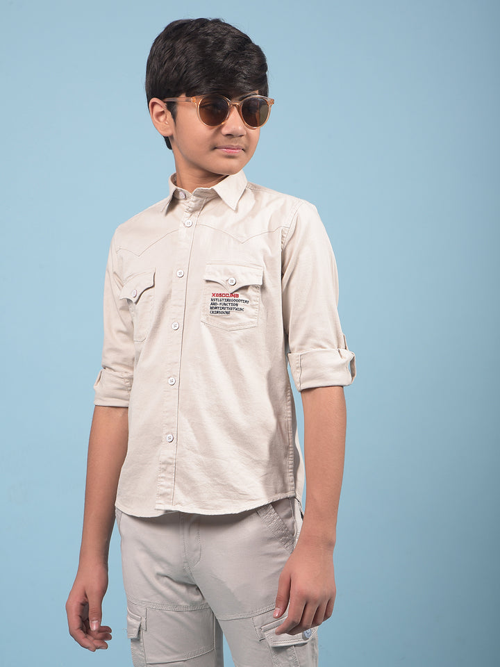 Beige Shirt-Boys Shirts-Crimsoune Club