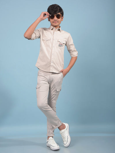 Beige Shirt-Boys Shirts-Crimsoune Club