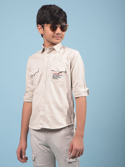 Beige Shirt-Boys Shirts-Crimsoune Club