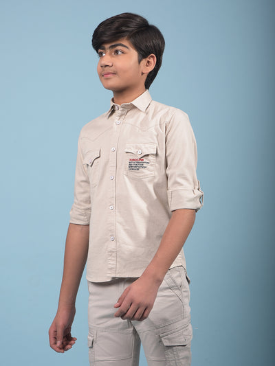 Beige Shirt-Boys Shirts-Crimsoune Club