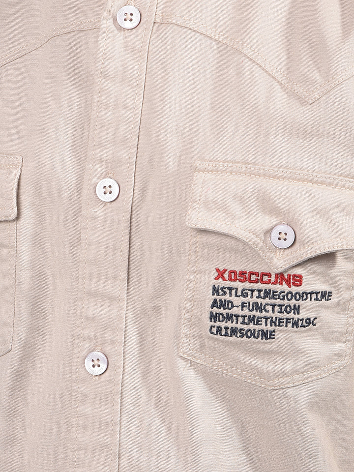 Beige Shirt-Boys Shirts-Crimsoune Club