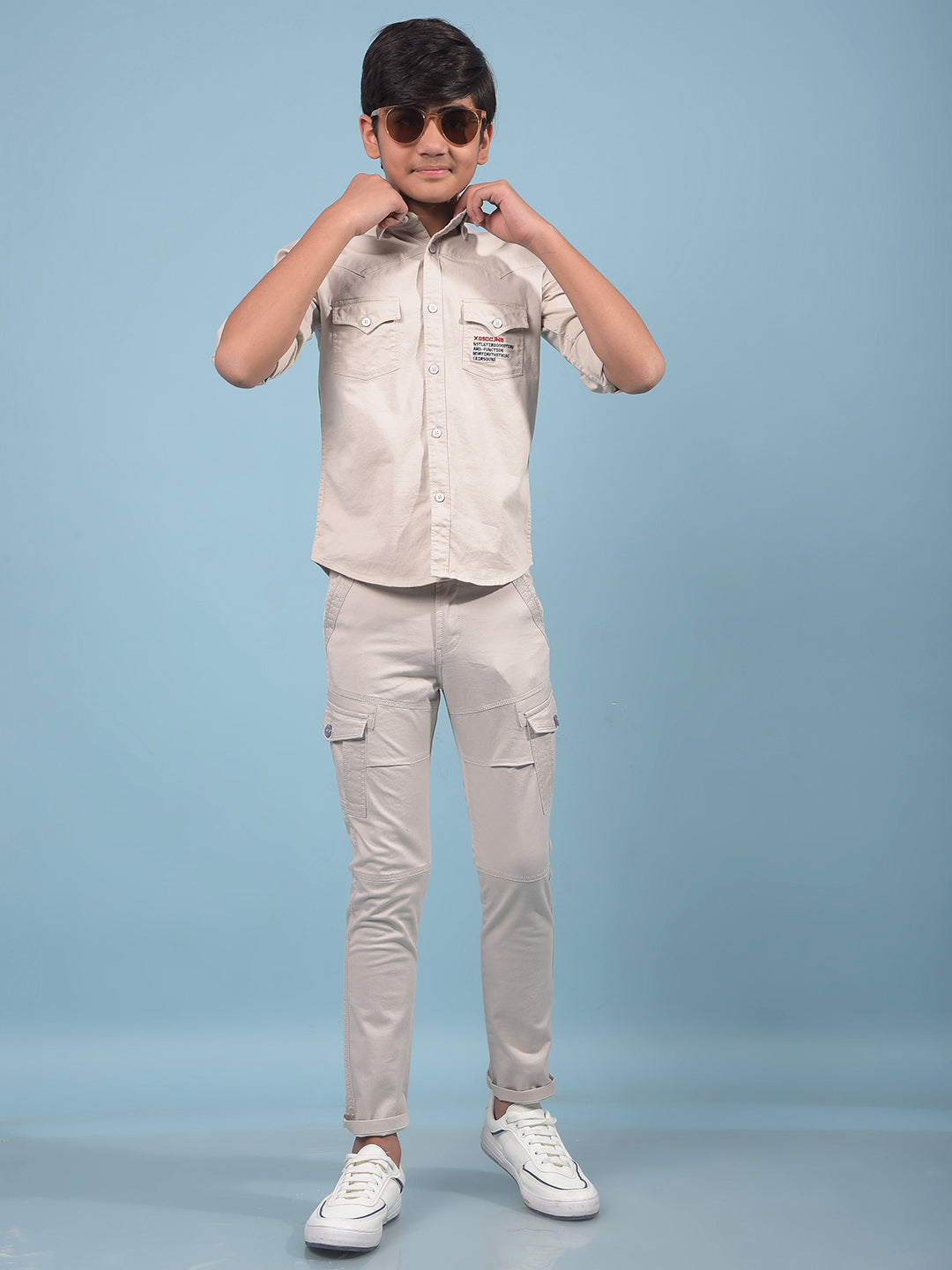 Beige Shirt-Boys Shirts-Crimsoune Club