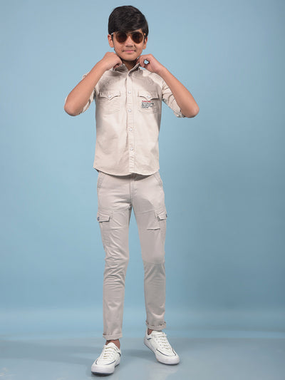 Beige Shirt-Boys Shirts-Crimsoune Club