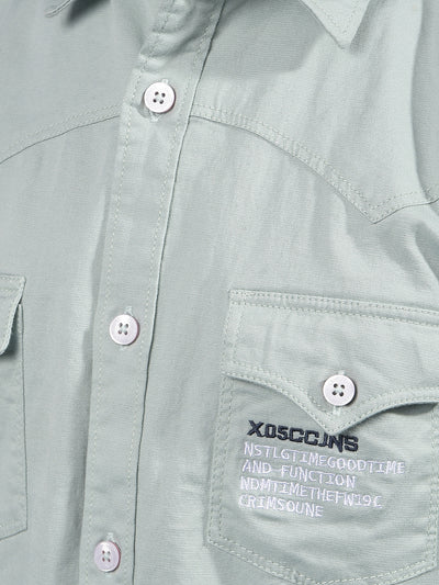 Green Shirt-Boys Shirts-Crimsoune Club