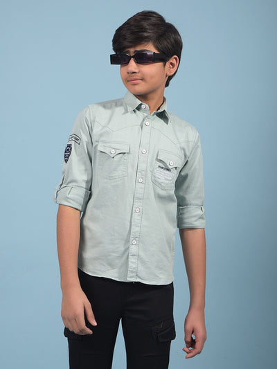 Green Shirt-Boys Shirts-Crimsoune Club