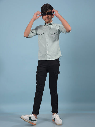 Green Shirt-Boys Shirts-Crimsoune Club