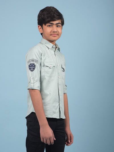 Green Shirt-Boys Shirts-Crimsoune Club