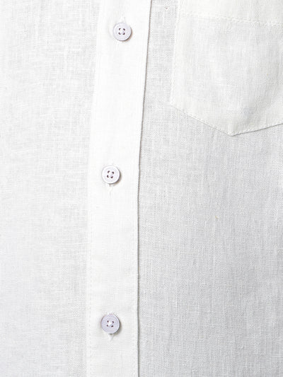 White Hooded Neck Linen Shirt-Boys Shirts-Crimsoune Club