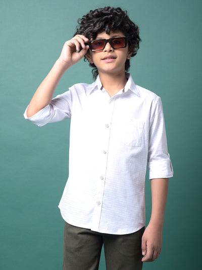 White Checked Shirt-Boys Shirts-Crimsoune Club