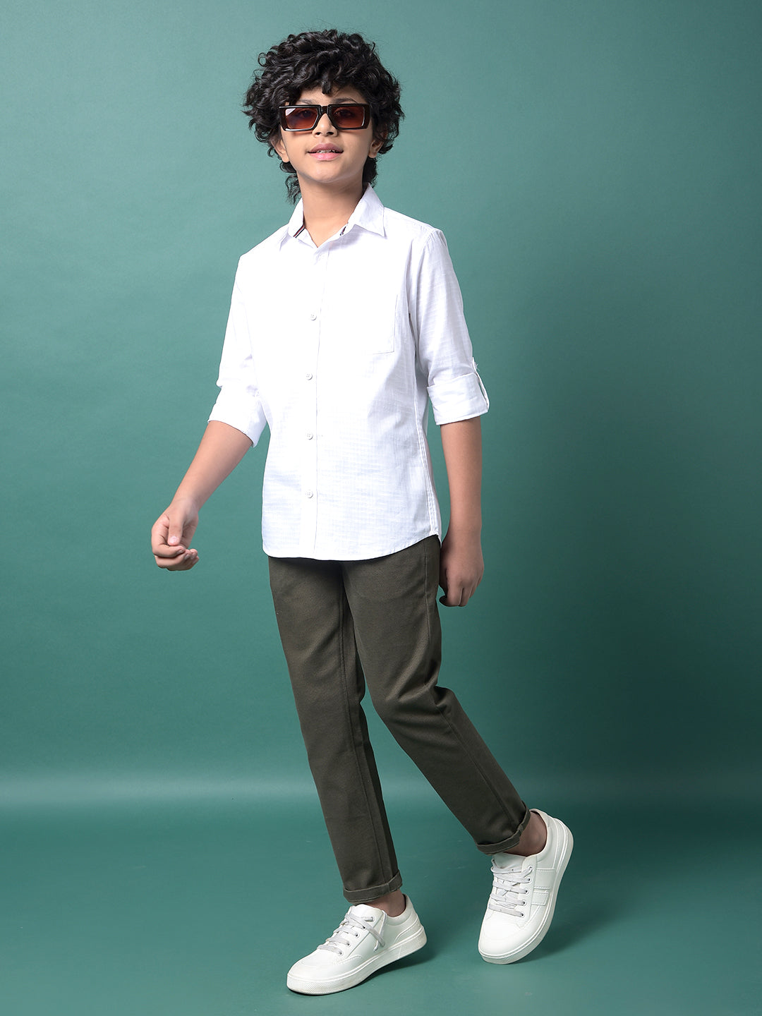 White Checked Shirt-Boys Shirts-Crimsoune Club