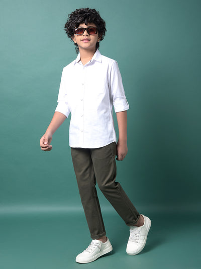 White Checked Shirt-Boys Shirts-Crimsoune Club
