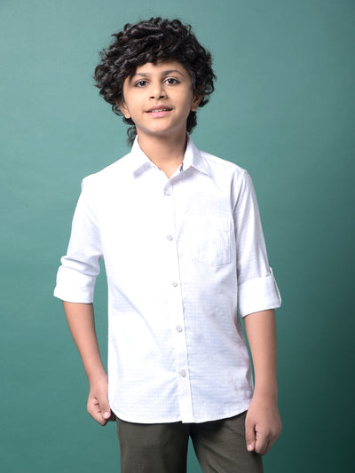 White Checked Shirt-Boys Shirts-Crimsoune Club