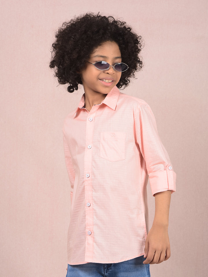 Peach Printed Shirt-Boys Shirts-Crimsoune Club