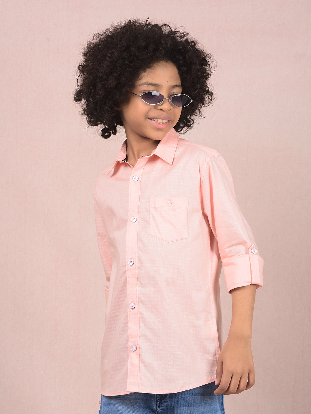 Peach Printed Shirt-Boys Shirts-Crimsoune Club