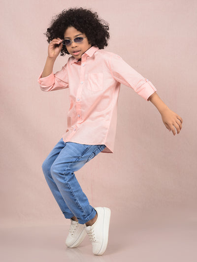 Peach Printed Shirt-Boys Shirts-Crimsoune Club
